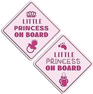 2pcs Little Princess On Board Car Stickers, 5.1x5.1 Inch Reflective Magnetic Baby in Car Sticker for Car Safety Warning Sign Decals Accessories for Various Vehicles
