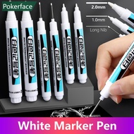 POKERFACE 0.7/1/2mm White Permanent Paint Pen Acrylic Marker Waterproof Oily Pens Deep Hole Marker P