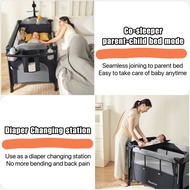 4in1 Baby Co-sleeper Playpen Double Layer Foldable Bedside Sleeper w Diaper Changerou