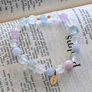 晨曦羽信│粉月光石 粉色水晶 綠草莓晶 海藍寶 手鍊【晨光系列】