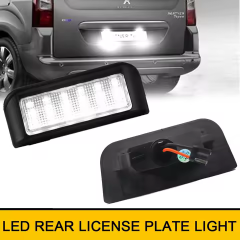 6000K White LED Rear License Plate Lights For Peugeot Expert Partner Traveller Rifter Ranch Citroen 
