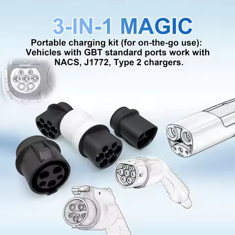1Kit = 3 Smart EV Charge Adapter for Tesla Type2 Type1 Charger To BYD EV3 EV6 EV9 Geely EX2 Type2 Ty