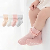 Set of 5 pairs of Soft Anti-Slip Ruffle Collar Newborn Socks for Baby Girls SS10