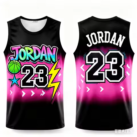 New Ai Design American Basketball Jersey Jordan Graffiti Street No. 23 Basketball Jersey Vest Basket