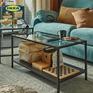 IKEA IKEA VITTSJO Vitt Soda Double -Layer glass coffee table table table set table black brown moder