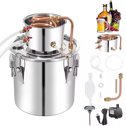 SucceBuy 50L Moonshine Still Alcohol Distiller w/ Water Pump Stainless Copper DIY Brew Ethanol Wine
