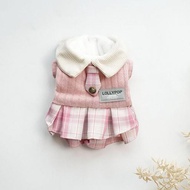 Preppy Checked Skirt Pet Autumn Winter Clothes