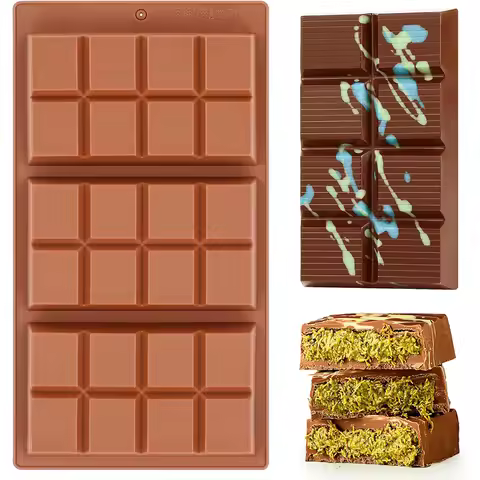 Chocolate Bar Molds Silicone Dubai Chocolate Bars Making Mould,BPA Free Durable Easy Release Protein