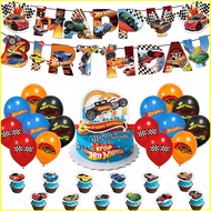 B4 Hot Wheels theme kids birthday party decorations banner cake topper balloons set supplies 4B