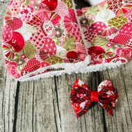 新年飾物 手工縫製和風紅小兔保暖圍巾圍脖頸巾 及和風花花髮夾