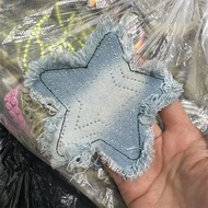 潮牌洗水牛仔小号时尚复古洗水五角星牛仔布贴服装包包补丁装饰Trendy brand wash denim small size fashionable retro wash five73xb4lbc3