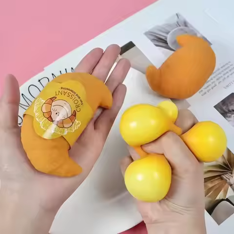Pinch Squeeze Relief Squishy Cute Fun Realistic Croissant Toys Lazy Stress Ball Funny Stress Relief 