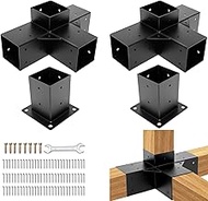 TOPTGO Pergola Kit,Pergola Brackets 4x4 (Actual: 3.5x3.5 in),2 Pack 4-Way Right Angle Corner Bracket