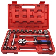 [SG STOCK] SOCKET SET 25PCS (8-32MM) Ratchet Handle & Extension Bar Chrome Vanadium Box Socket Faste