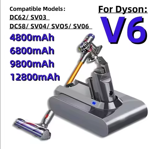 21.6V 12800mAh Battery for Dyson V6 Vacuum Cleaner, Compatible with DC62 SV03 SV09 DC58
