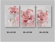 HIASAN DINDING BUNGA BESAR 3D ISET 3 PANEL UKURAN TERPASANG 100X45CM HIASAN DINDING JUMBO BUNGA MAWA