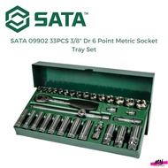 SATA 09902 33PCS 3/8" Dr 6 Point Metric Socket Tray Set