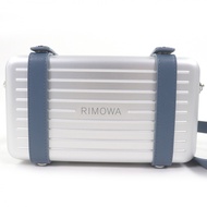 全新 □ RIMOWA Personal 99011050 鋁製皮革斜背包/肩背包 銀色/粉藍色 德國製造 男士 附盒子和防塵袋