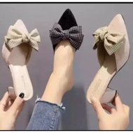 Checkered ribbon shoes2