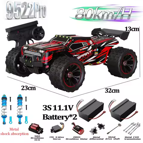 9522PRO 9522 80KM/H High-speed RC Car Brushless 4-wheel Drive Off-road Drift 1:16 Professional Racin