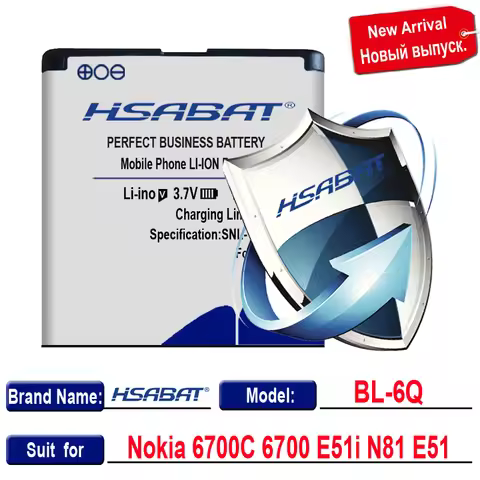 2200mAh HSABAT 100% New Top Brand Battery for Nokia 6700C 6700 E51i N82 N81 E51 BL-6Q