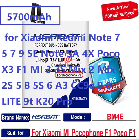 BM4E Battery for Xiaomi Redmi Note 7 5 7 9 SE Note 5A 4X Poco X3 F1 MI 3 3S Mix 2 Mix 2S 5 8 5S 6 A3