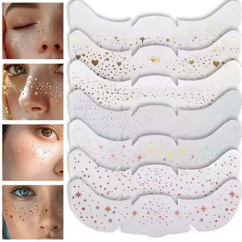 Freckles Glitter Stamping Tattoo Stickers Makeup Patches Metallic Golden Silver Fake Freckles Tempor