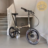 FGFD Fnhon Gust 18” • 9 Speeds Shimano • Litepro Aero • Foldable Foldie Folding Bike Bicycle Cree Titanium Gold