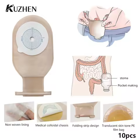 10 Pcs/Pack Colostomy Bags Colostomy Disposable Ostomy Drainable Single Use Bags Pouch For Stoma Car