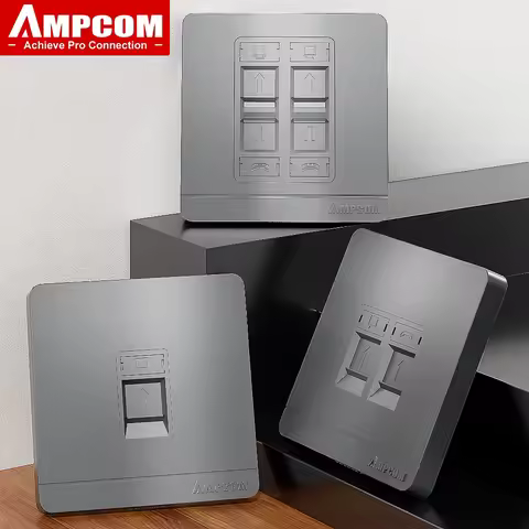 AMPCOM Wall Faceplate Socket Grey Wallplate 1-Port 2-Port 4-Port Networking Telephone Socket Outlet 