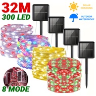 32M 8 Modes LED Lampu Raya Solar String Light Copper Wire Light LED Light Strip DIY Outdoor Waterpro