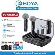 BOYALINK 2.0 3-in-1 Wireless Microphone Noise Cancellation Lapel Mic 300m for iP/Android/Camera YouT