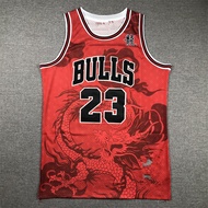 Bull23 Tahun Naga Jersi Bola Keranjang Bersulam Jordan Bulls Jersi Bola Keranjang Naga