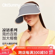 OhSunny空顶帽春夏大帽檐防紫外线凉感遮阳太阳帽户外防晒帽 摩卡灰