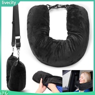 livecity|  Compressible Neck Pillow Compact Neck Pillow Compact Travel Neck Pillow for Car Train Airplane Refillable Support Cushion