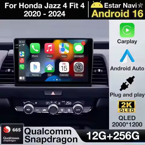Android 16 Wireless Carplay For Honda Jazz 4 Fit 4 GR GS GR GS 2020 - 2024 Navi Video Player Head Un
