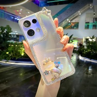 Bling Diamond Gem Fox Glitter Case For OPPO Reno8 Pro Plus Reno7 Reno6 Reno5 Reno4 Reno3 Pro R17 R15 A95 A93 A72 Luxury Rhinestone Transparent Ultra Thin Soft TPU Back Cover