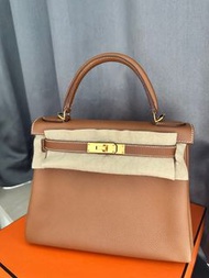 Hermes Kelly 28 金棕色金扣 內縫
