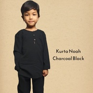 Set Baju Melayu Kurta Budak Lelaki & Baby Warna Hitam Baju Lengan Panjang / Pendek & Seluar 2 hingga