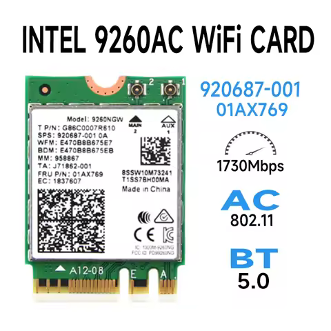 Dual Band Wireless-AC 9260NGW 9260NGW 9260 NGFF 1.73Gbps 802.11ac WiFi Card + Bluetooth NGFF 2.4G / 