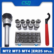 ER25 Collect MT2 MT3 MT4 ER25 Spring Clamps 15PCS MT2 ER25 M12 ER25 Collet Chuck Morse Cone Holder M