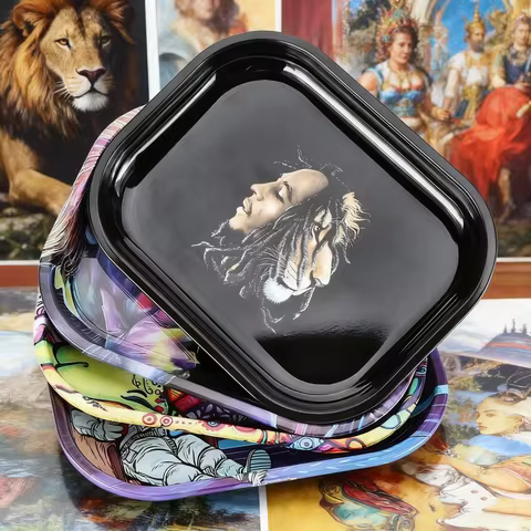 18*14Cm Tobacco Metal Rolling Tray Container Smoking Storage Tea Coffee Table Rolling Tool