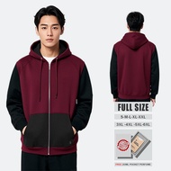 Oversized zipper hoodie (S-6XL) Plain jacket combination MAROON BLACK Men's oversized zipper hoodie 