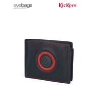 KICKERS Full Grain Cowhide Men Bi-Fold Mid Flip Short Wallet with Rear Slide Pocket KK00-KWLE81306