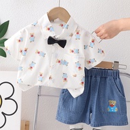 Terno for Kids Boy Cute Polo bow tie white classic bear design 1-5yrs old E80