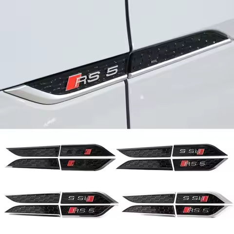 2pcs 3D ABS RS5 Badge Car Fender Side Wing Emblem Sticker Auto Refit Decals for Audi A1 A3 8P A4 B5 