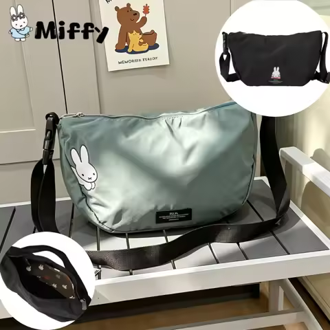 Miffy Bag Miffy Cartoon Embroidery Waist Bag Outdoor Portable Folding Single Shoulder Cross Shoulder