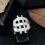 925 Pure Silver Dollar Sign Symbol Ring.