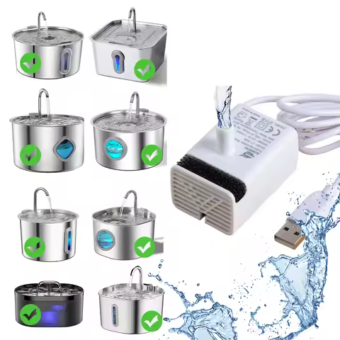 Pet Water Fountain Replacement Pump Ultra Quiet Submersible Pump with LED Light Fits 2.2L/2.6L/3.2L/
