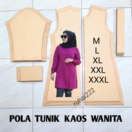 pola TUNIK KAOS LENGAN PANJANG satu set isi 5 ukuran size S M L XL XXL